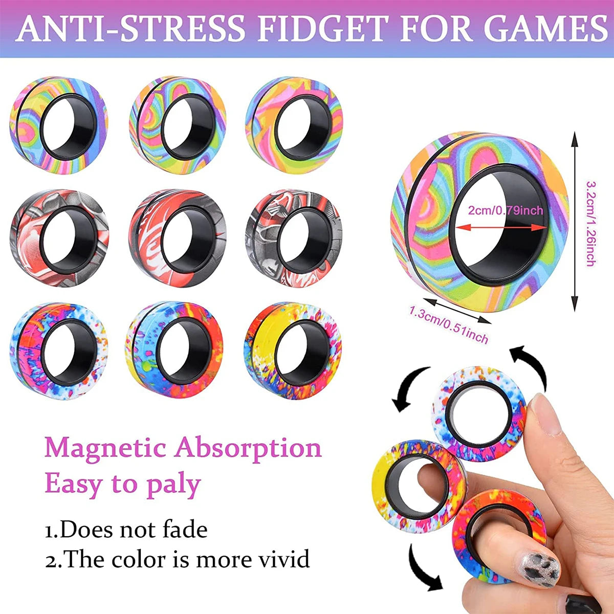 Magnetic Spinner Rings - 3pc