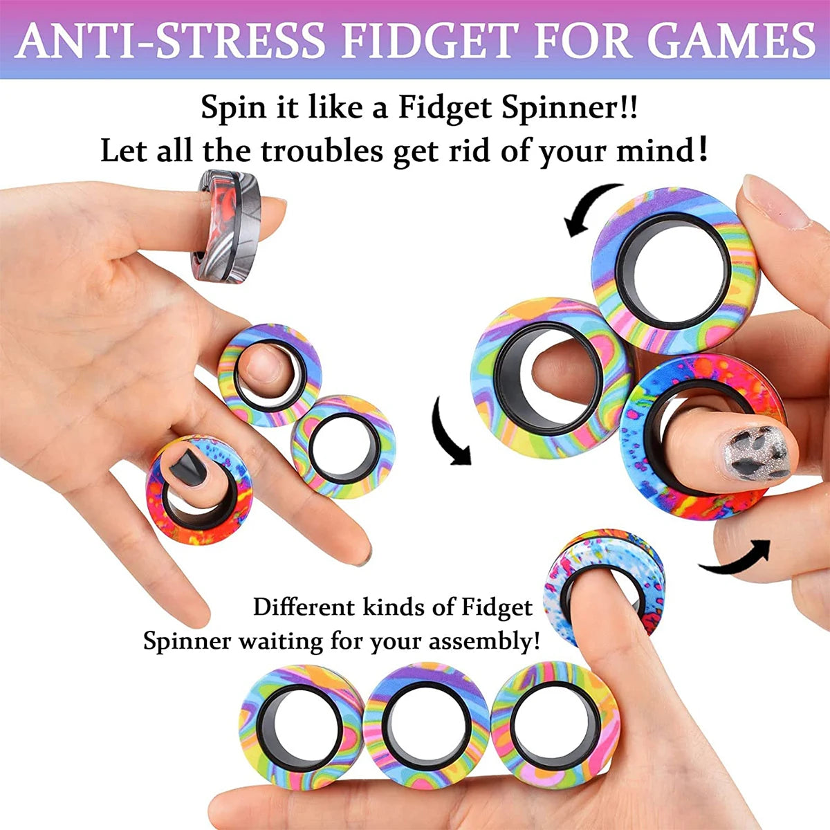 Magnetic Spinner Rings - 3pc